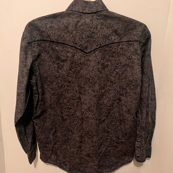 Panhandle Slim -Men’s Medium -Grey & Black Pearl Snap Western Shirt -100% Cotton - Picture 5 of 13